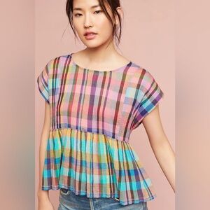 Holding Horses Anthropologie Mina Plaid Top